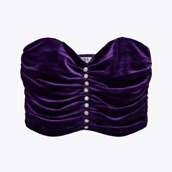 Zara Velvet Rhinestone Tube Top - Picture 9 of 11